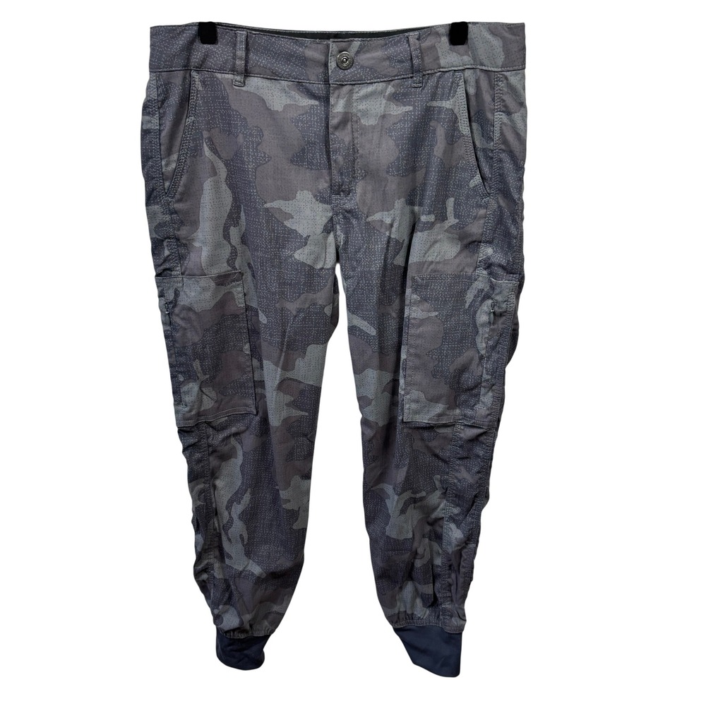 Prana Gray Charcoal Camouflage Sky Canyon Cargo Hiking Jogger Pants Womens 8